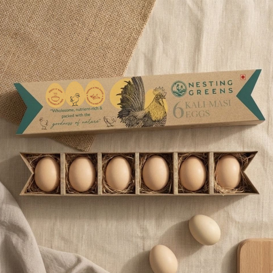 Nesting Greens Free-Range Kadaknath Eggs| Small size | Pack of 6